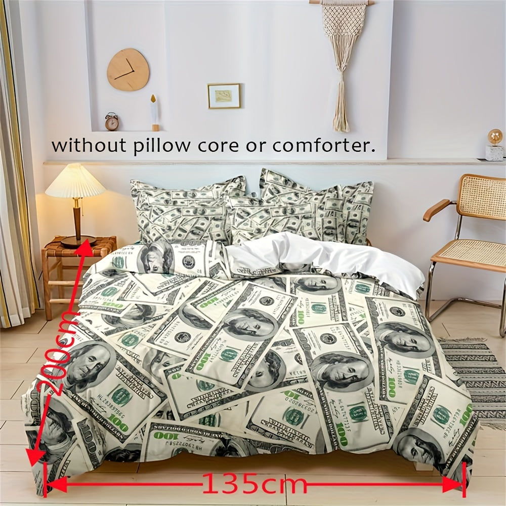 Duvet Cover Set with 100 Print Three-Piece Soft and Comfortable Bedding for Bedroom or Guest Room