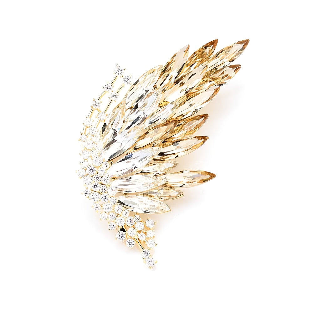 Unisex Crystal Butterfly Brooch with Gold Plating and Gradient Design