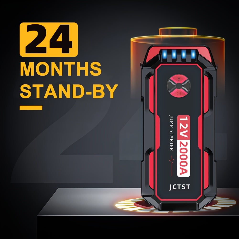 Portable Car Jump Starter 2000A Peak Lithium Battery with Safety Clamps