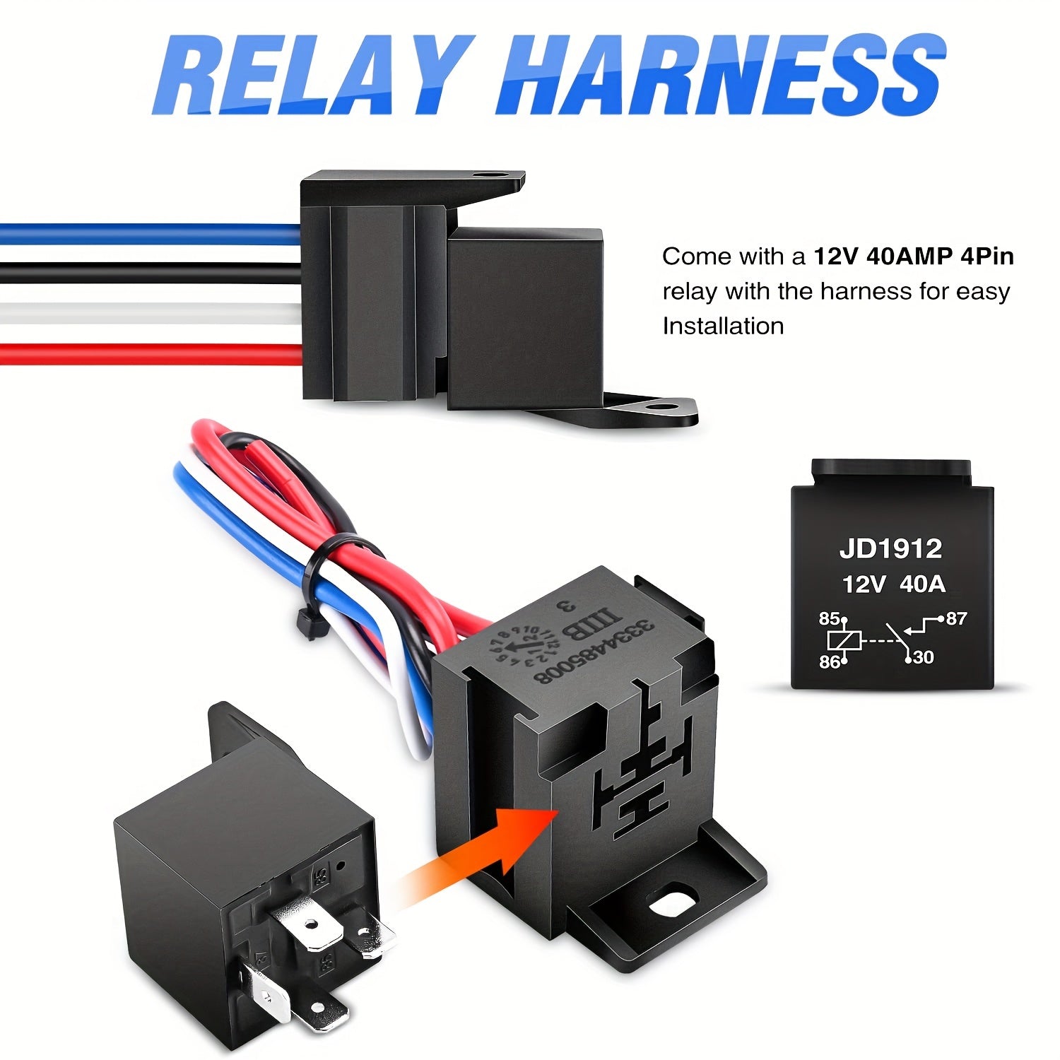 12V Push Start Ignition Kit with Red Button, Relay Harness, Aluminum For RVs Trucks Boats