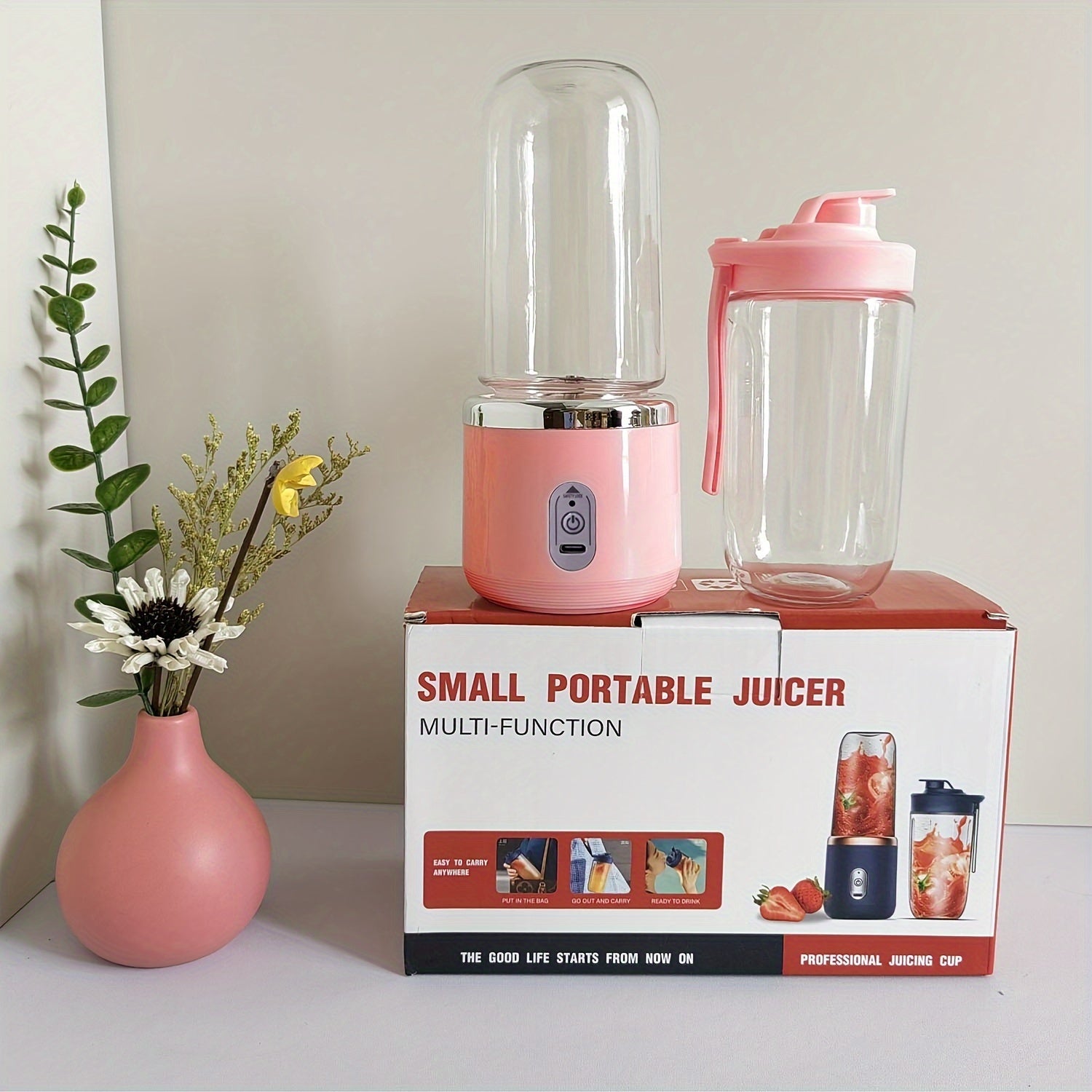 Portable Personal Blender 400ml USB Rechargeable Mini Smoothie Maker with Travel Lid