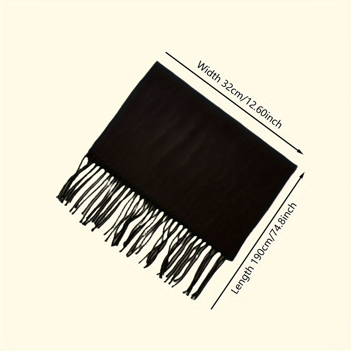 Bufanda de poliéster de color sólido para hombre y mujer para otoño e invierno con detalle de flecos