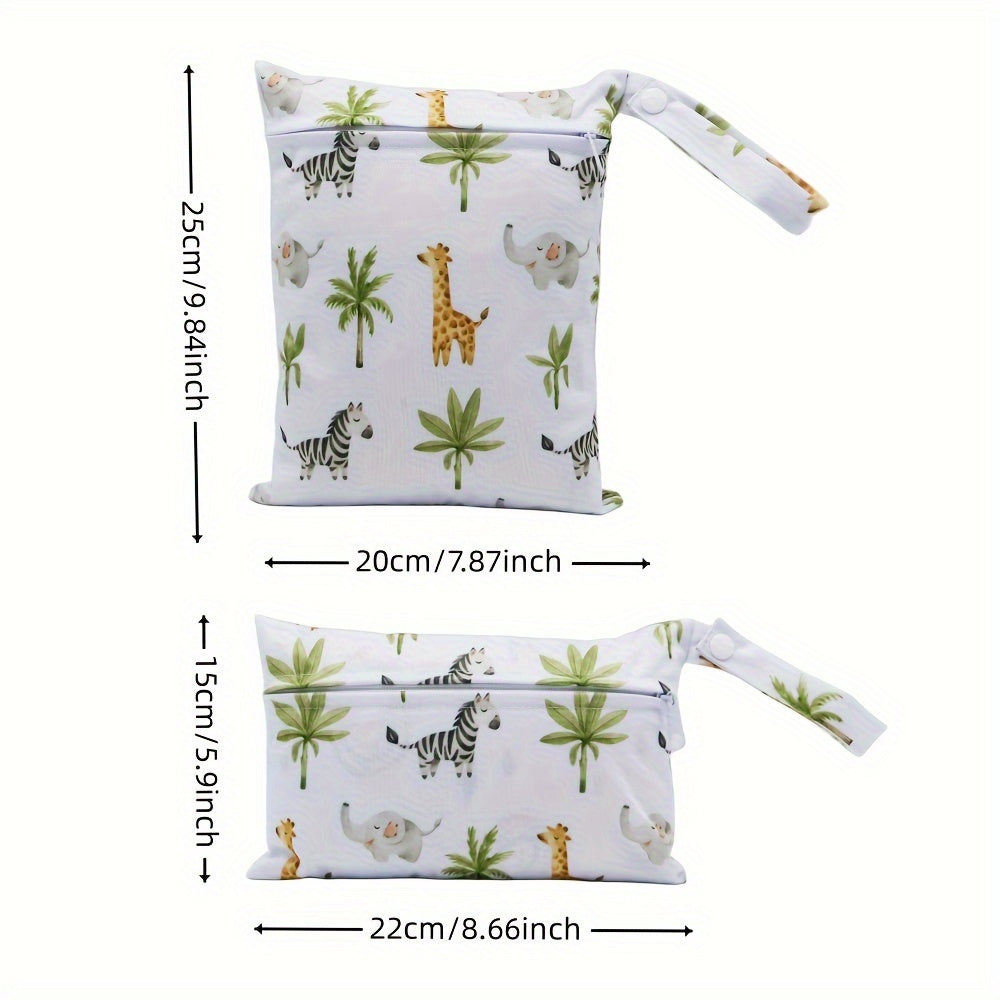 2 ta Hayvon Izlari Suvga Chidamli Pelenka Sumkalari - Ko'p funksiyali Nam/Quruq Pelenka Pochta va Kosmetika Tashuvchilar, Zip bilan, Sayohat va Gigiena uchun Ideal