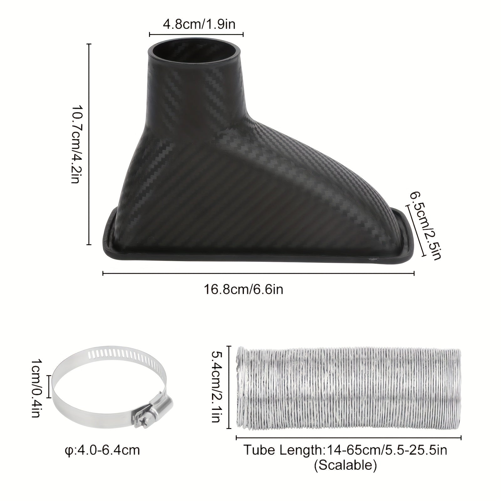 Трубка впуска автомобиля с узором из углеродного волокна, круглая, квадратная, ABS, теплоотвод