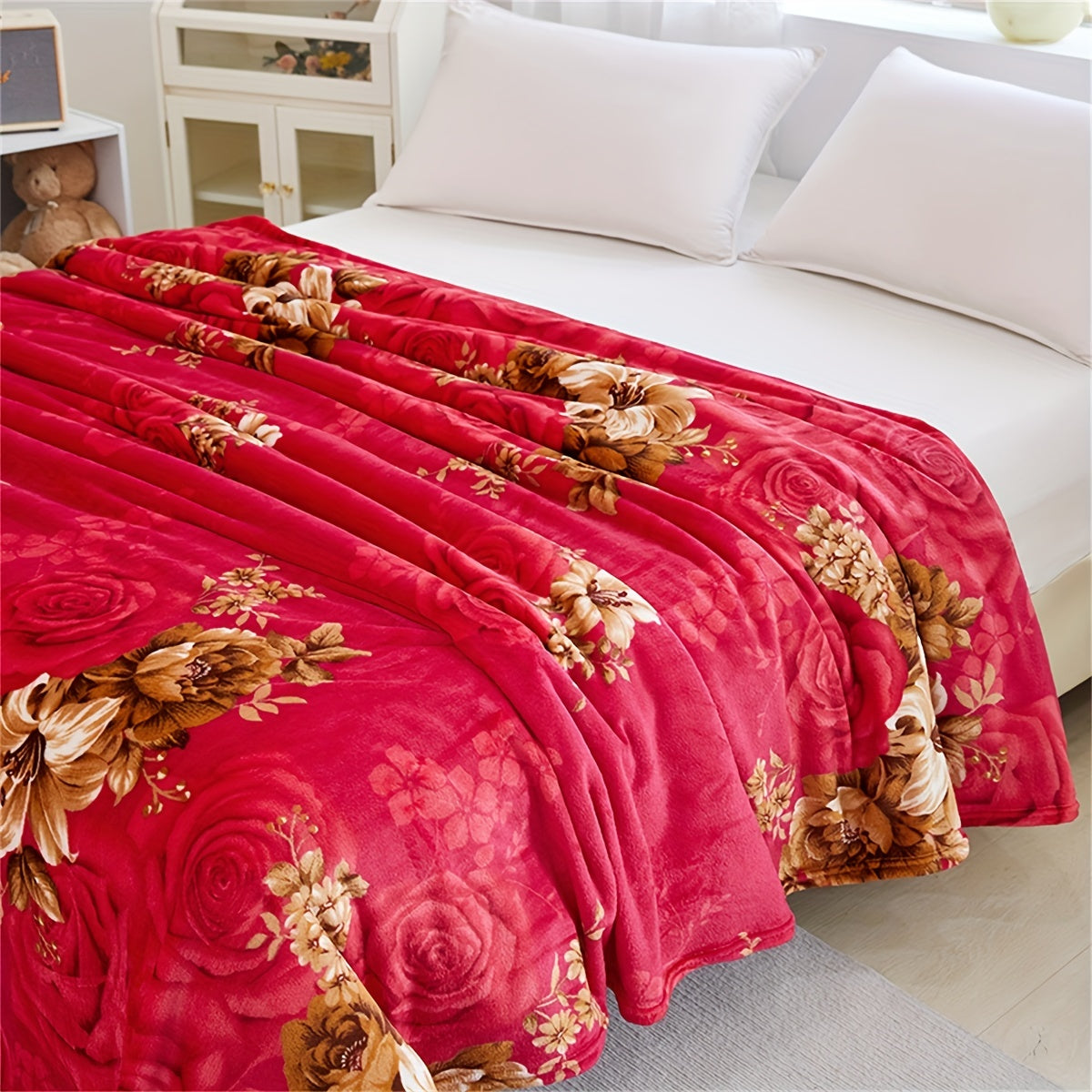 Manta de cama con estampado floral, suave y acogedora, para sofá, cama, camping y viajes