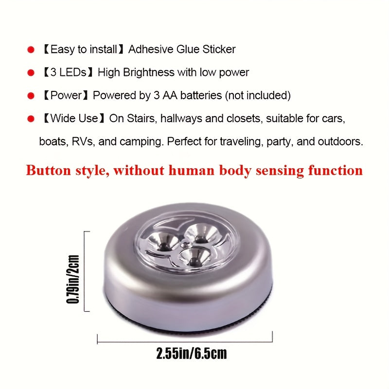 Cordless LED Touch Light Battery Powered 1/2/5pcs Magnetic Stick-on for Home Kitchen Bathroom