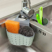 Set of 2 Adjustable Plastic Sink Sponge Holders with Drainage for Kitchen Bathroom Storage