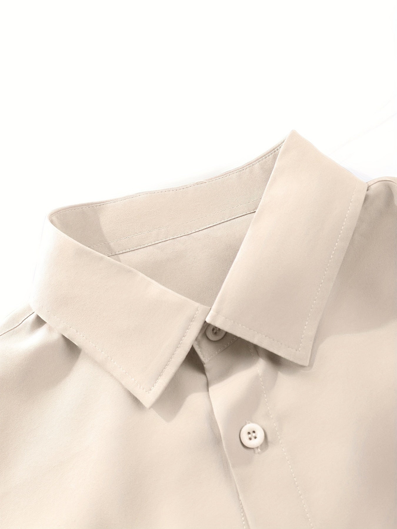 Plus Size Men's Casual Short Sleeve Button-Up Shirts Light Beige Yellow Polyester Summer Wear