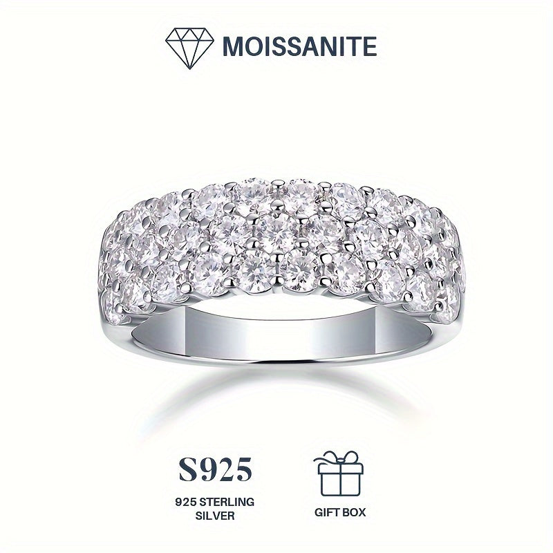 925 Silver Ring with White Moissanite Engagement Proposal Wedding Gift Box