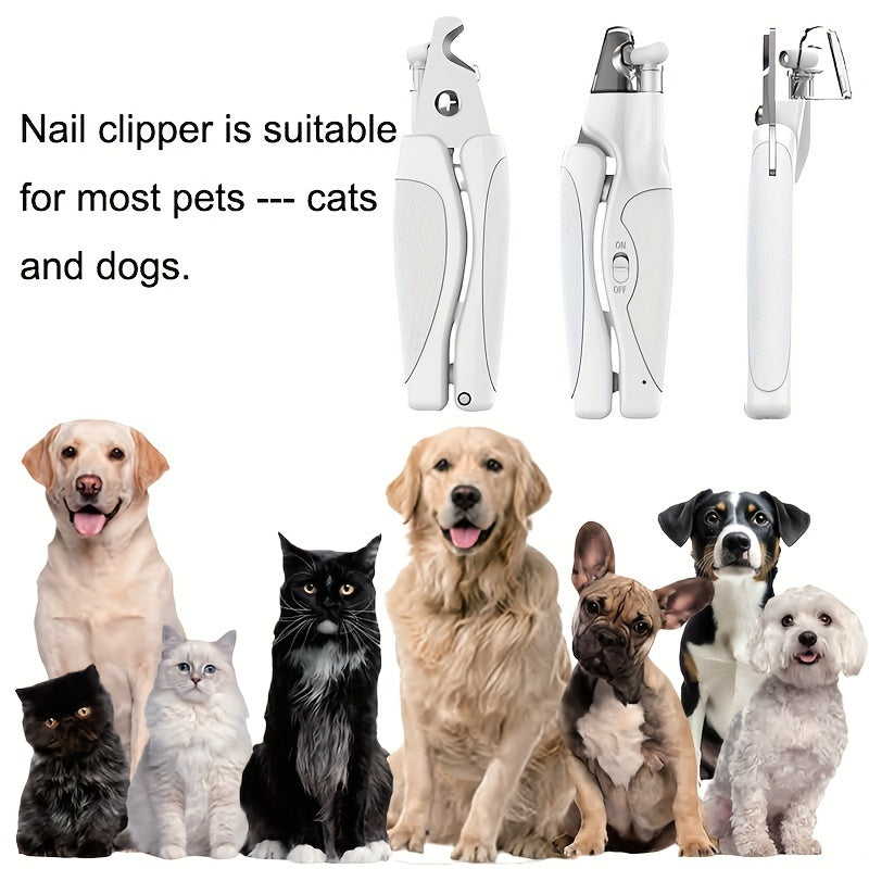 LED Pet Nail Clippers with USB Charging and File for Dogs and Cats