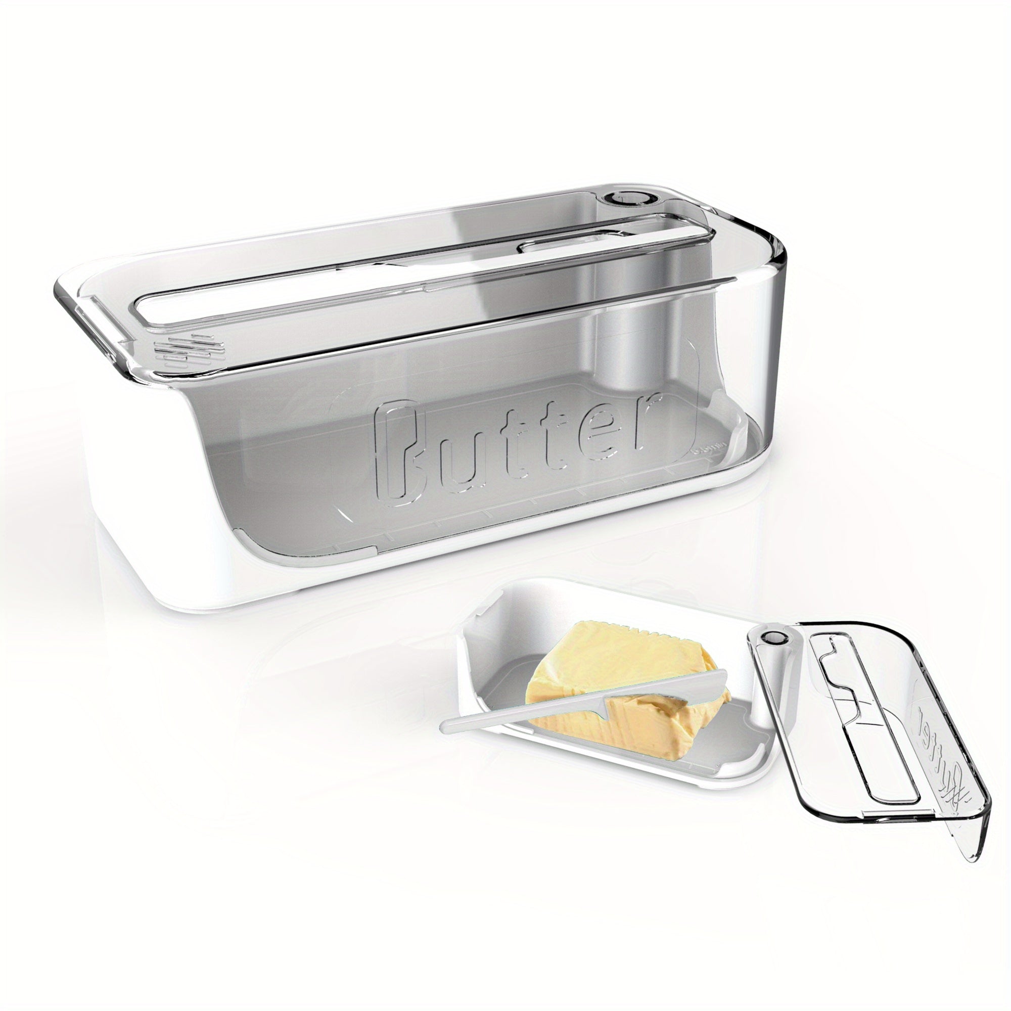 Plastic Butter Dish with Cover and Knife, Kitchen Storage Container
