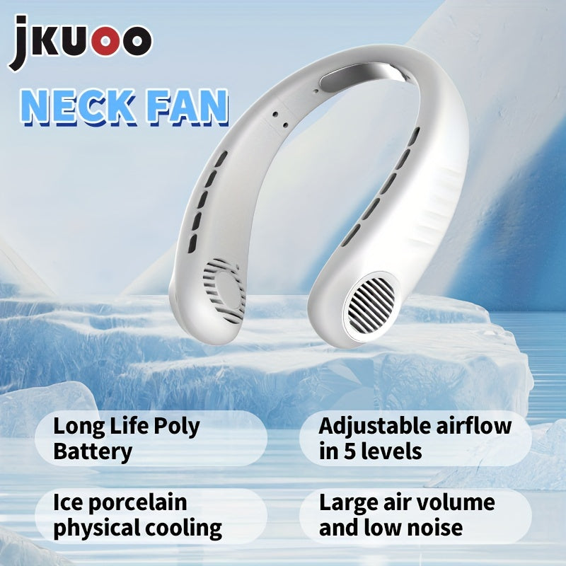 Mini USB Neck Fan 5-Speed Adjustable Rechargeable Lithium Battery Portable Wearable Cooling Fan for Travel Outdoor Sports