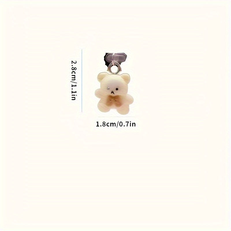 3D Bear Silicone Mobile Phone Dust Cover Pendant Cute Dustproof Protector