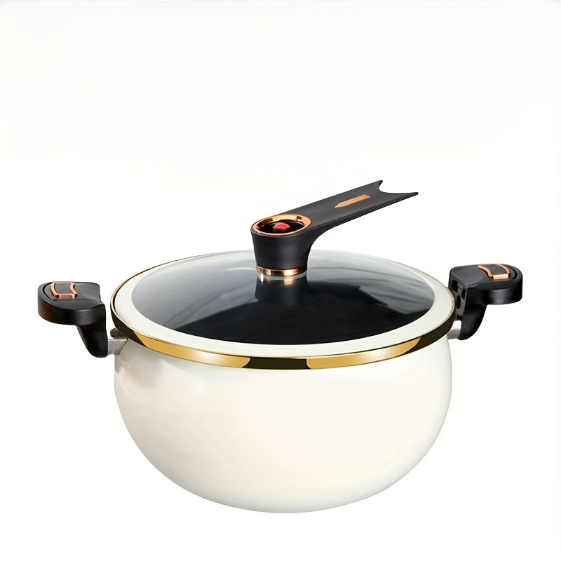 Large capacity enamelled cast iron stockpot with lid double handles knobs for quick cooking