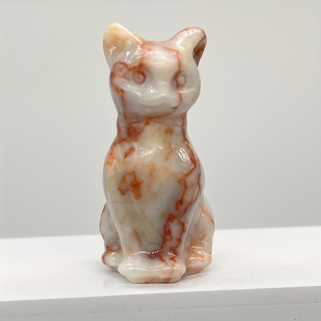 Натуральная кристальная резьба кота для домашнего декора, очаровательный стильный орнамент