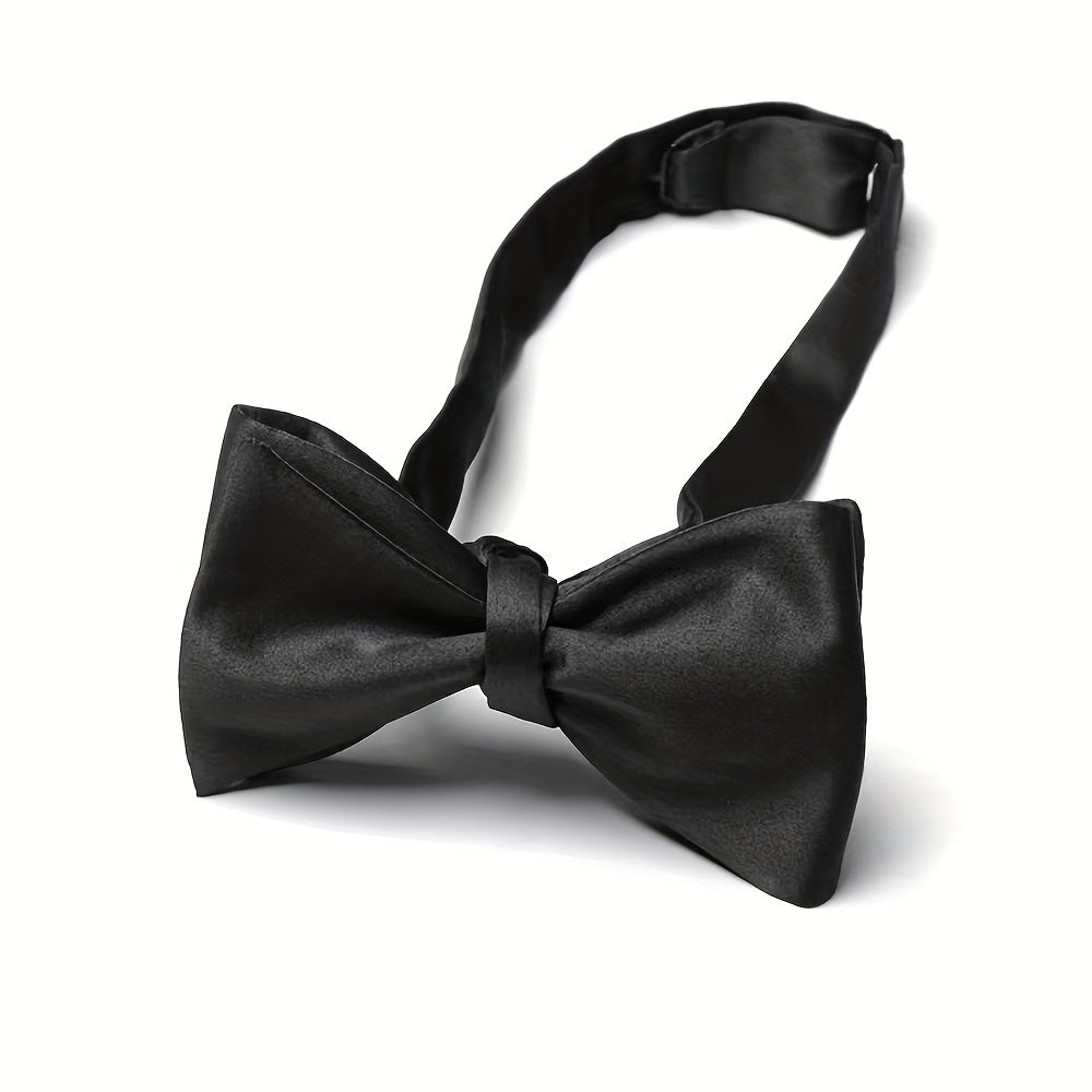 Men's Bow Tie for Weddings and Formal Events Black Satin Adjustable Accessory