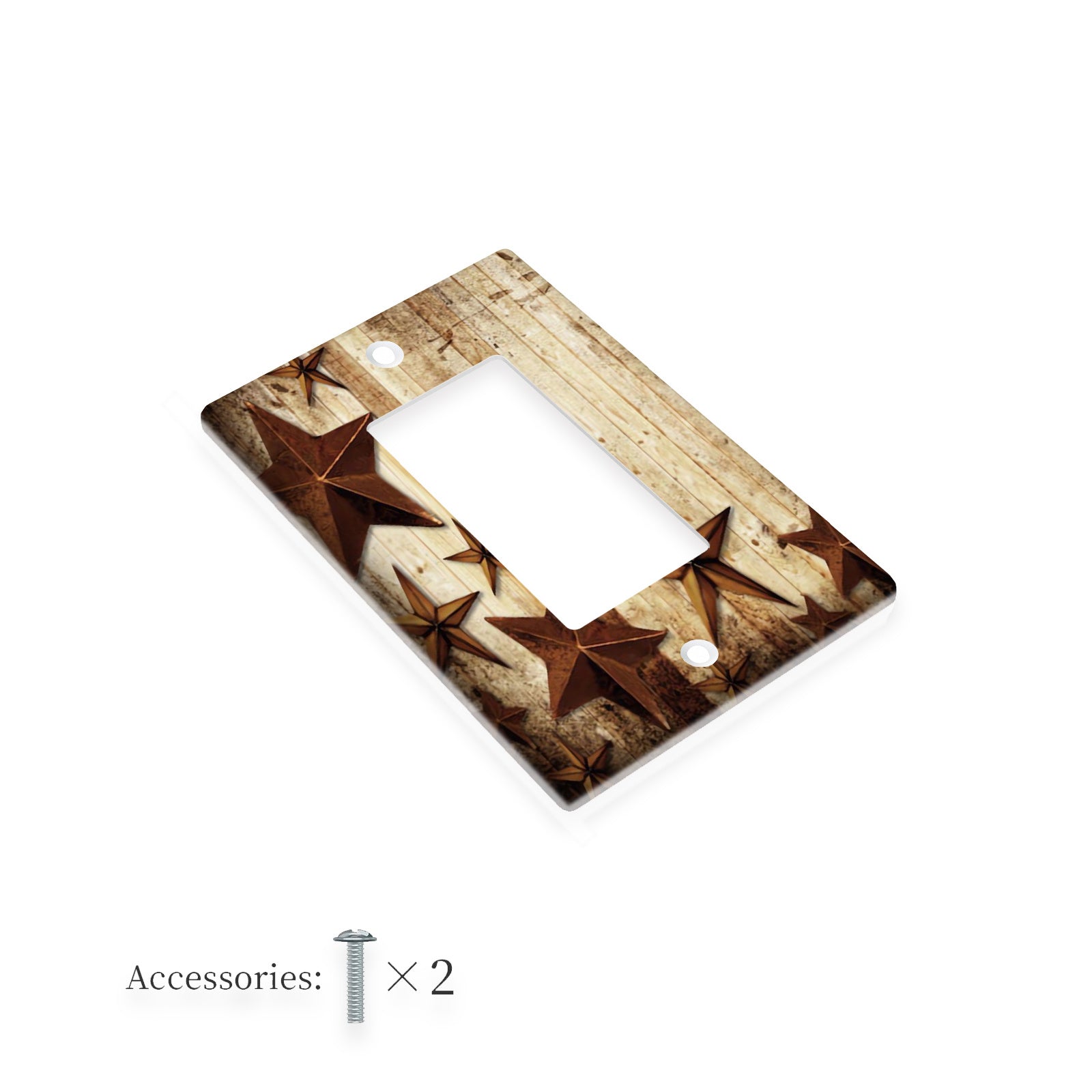 Декор для выключателя света в стиле фермерского дома с дизайном из бревенчатого дерева и звезд ферм для комнаты, кухни или ванной.