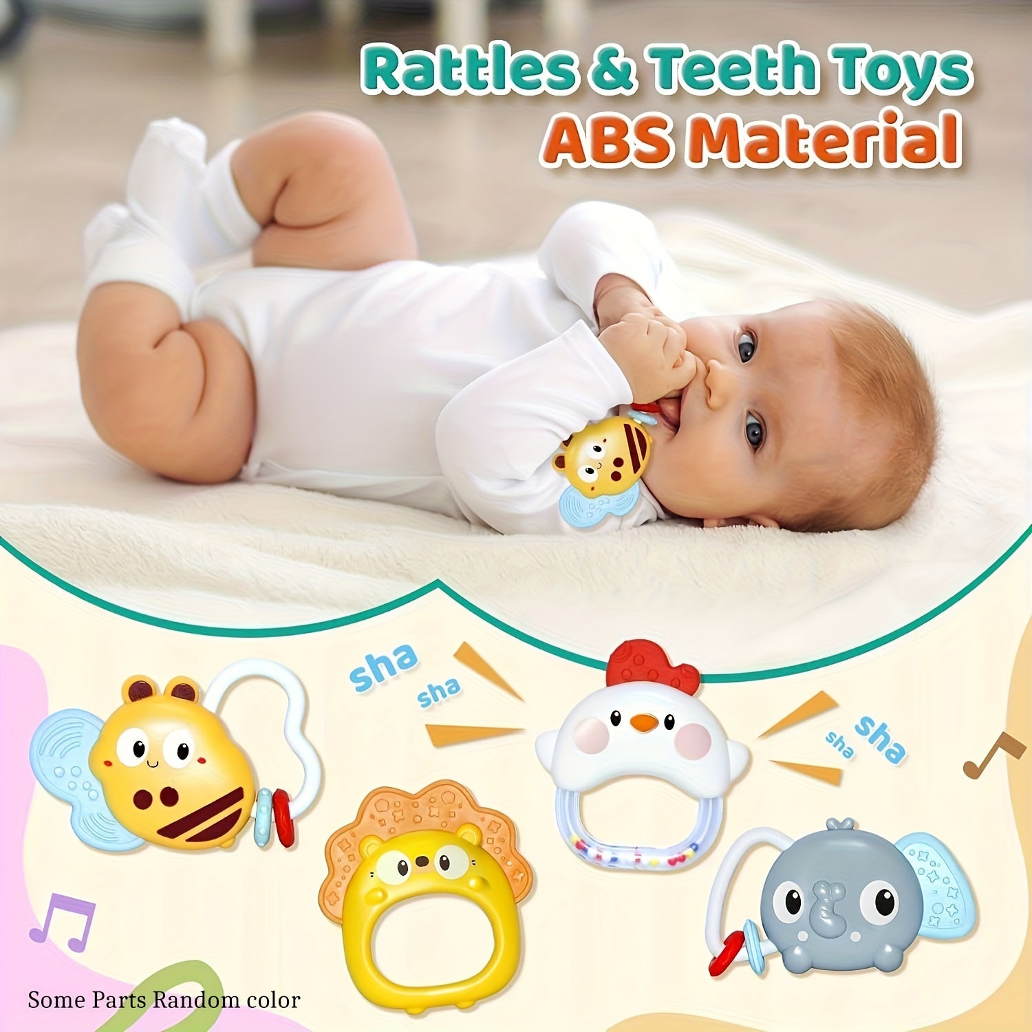 Pink Baby Crib Mobile with Music Night Lights and Remote Rotation