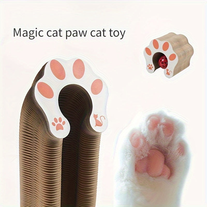 Cardboard Cat Toy with Bell for Scratching and Entertainment
