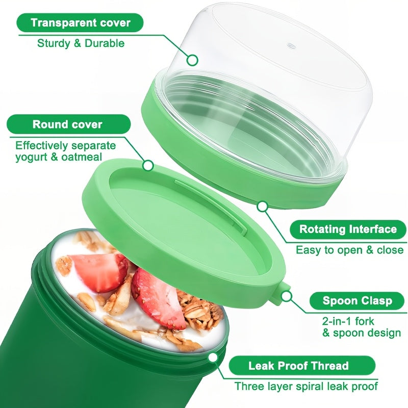 Set of 2 Double-Layer Yogurt and Salad Cups with Fork Lids for Travel and Parties
