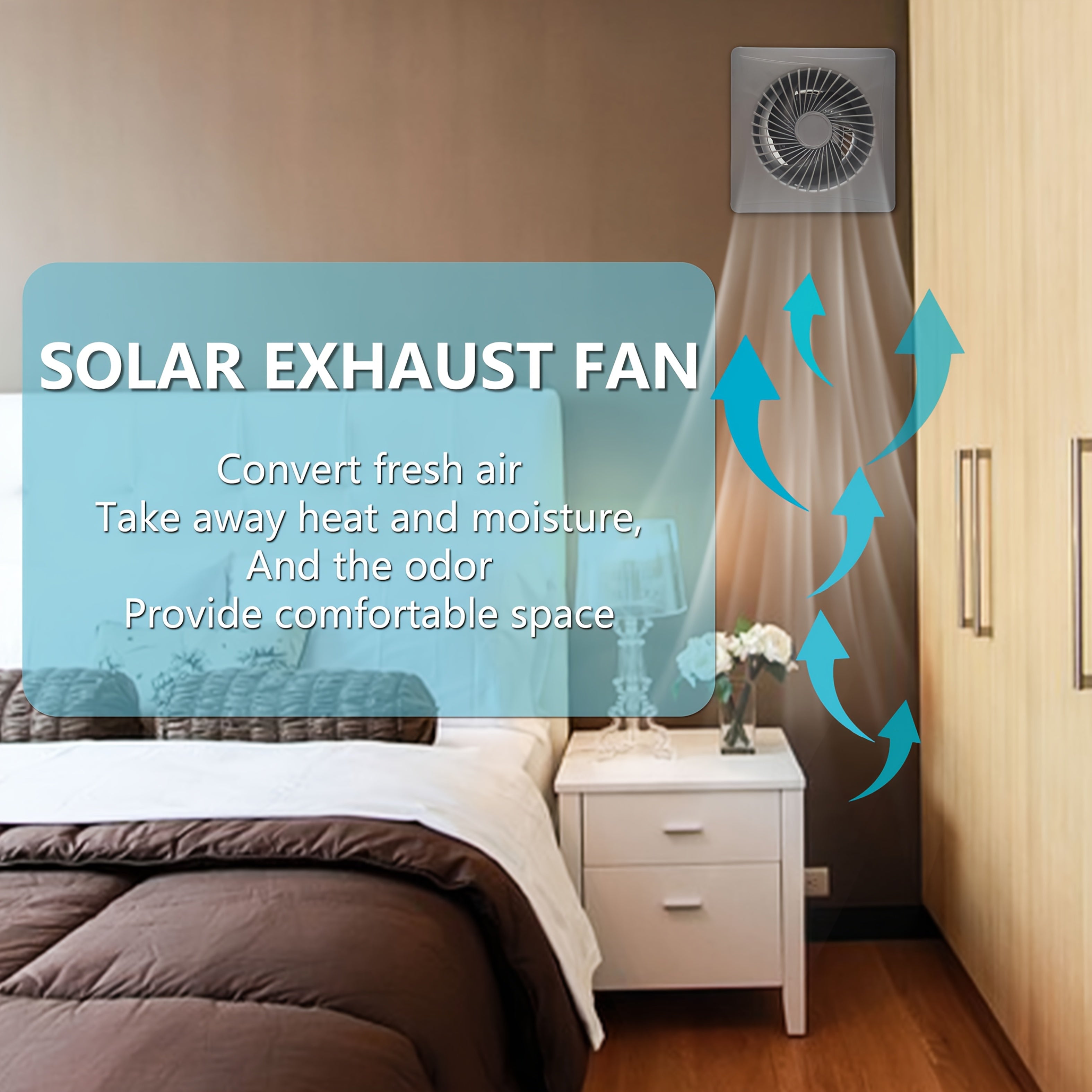 Quyosh energiyali ventilyatsiya fanlari tovuq uyi issiqxona uchun 17W 8W 6W