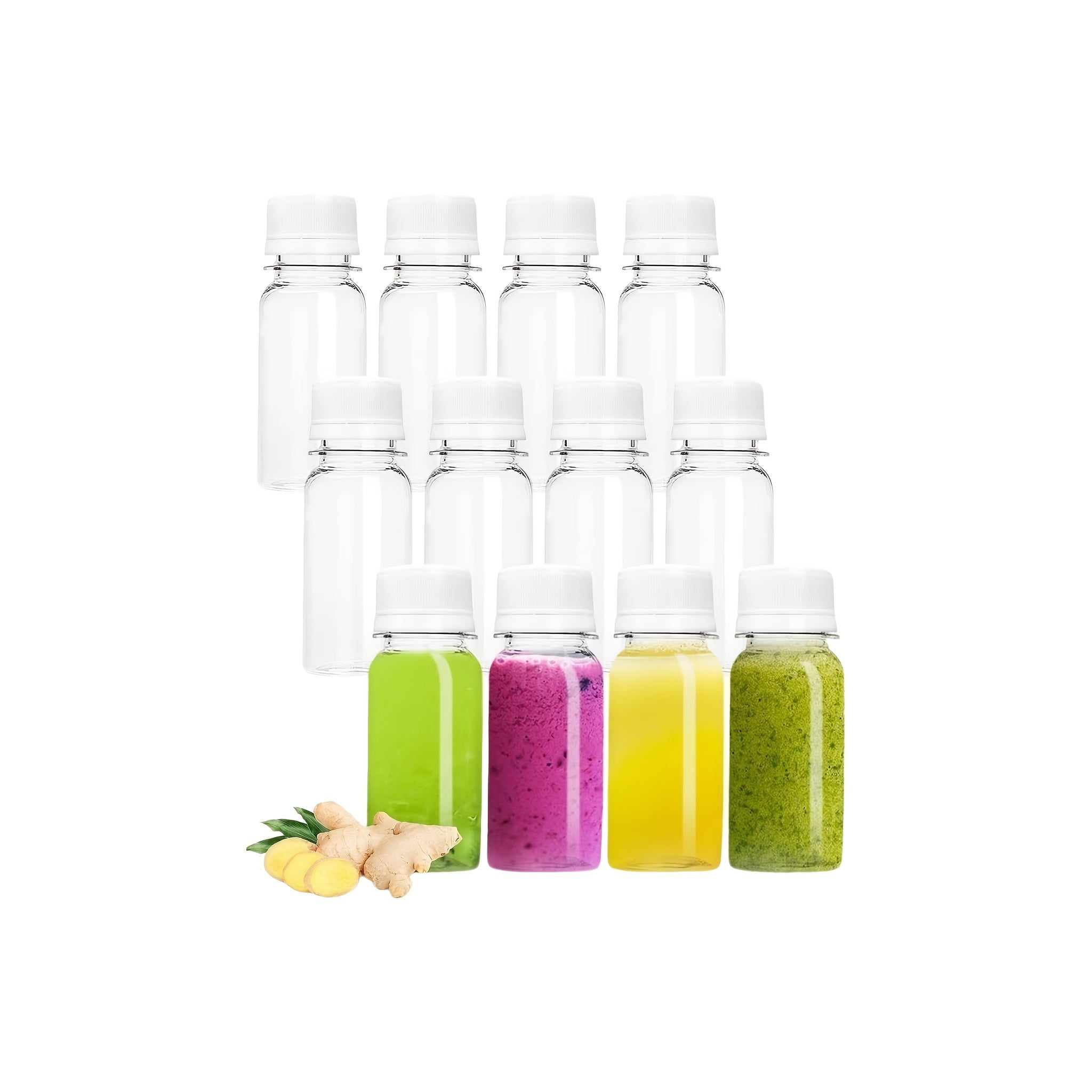 Leakproof 2oz Mini Shot Bottles with Screw Caps Food-Grade Plastic BPA-Free Freezer Safe