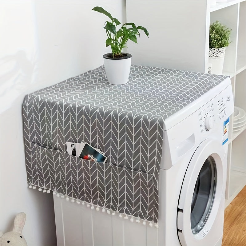 Gray Polyester Geometric Appliance Cover for Refrigerator and Washing Machine Dustproof