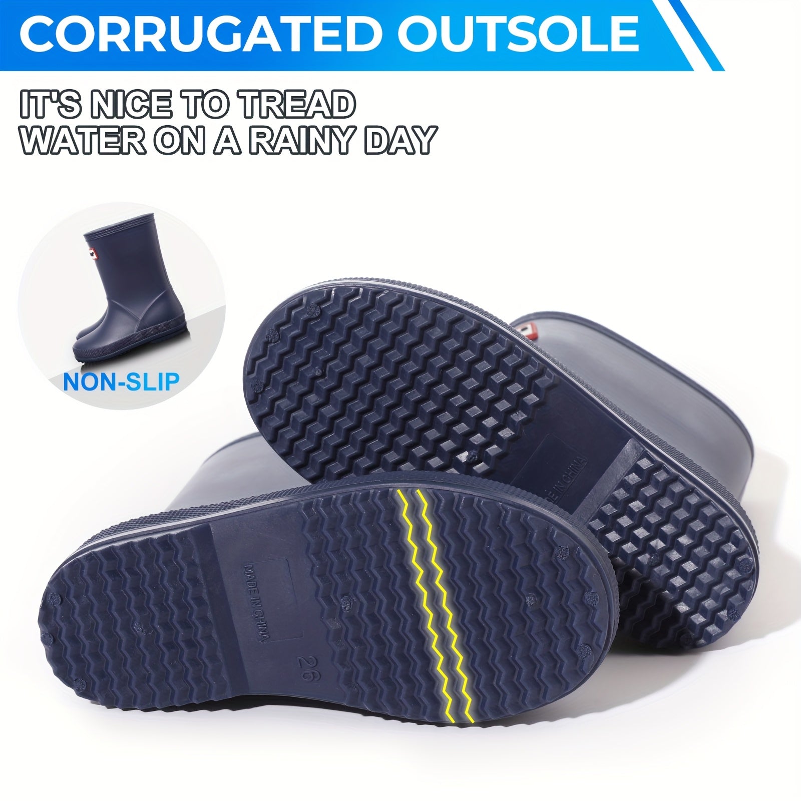 Girls Rain Boots Long PVC Soft Sole All-Season Casual Waterproof