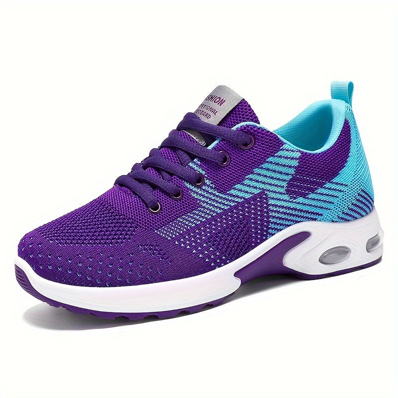Zapatillas casuales de colorblock para mujer con cordones, ligeras, para caminar, talla grande