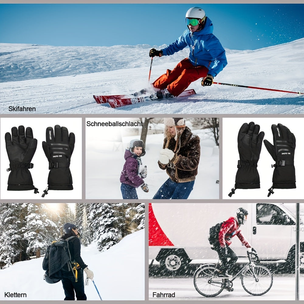 Men and Women Waterproof Touchscreen Ski Gloves with Knit Fabric