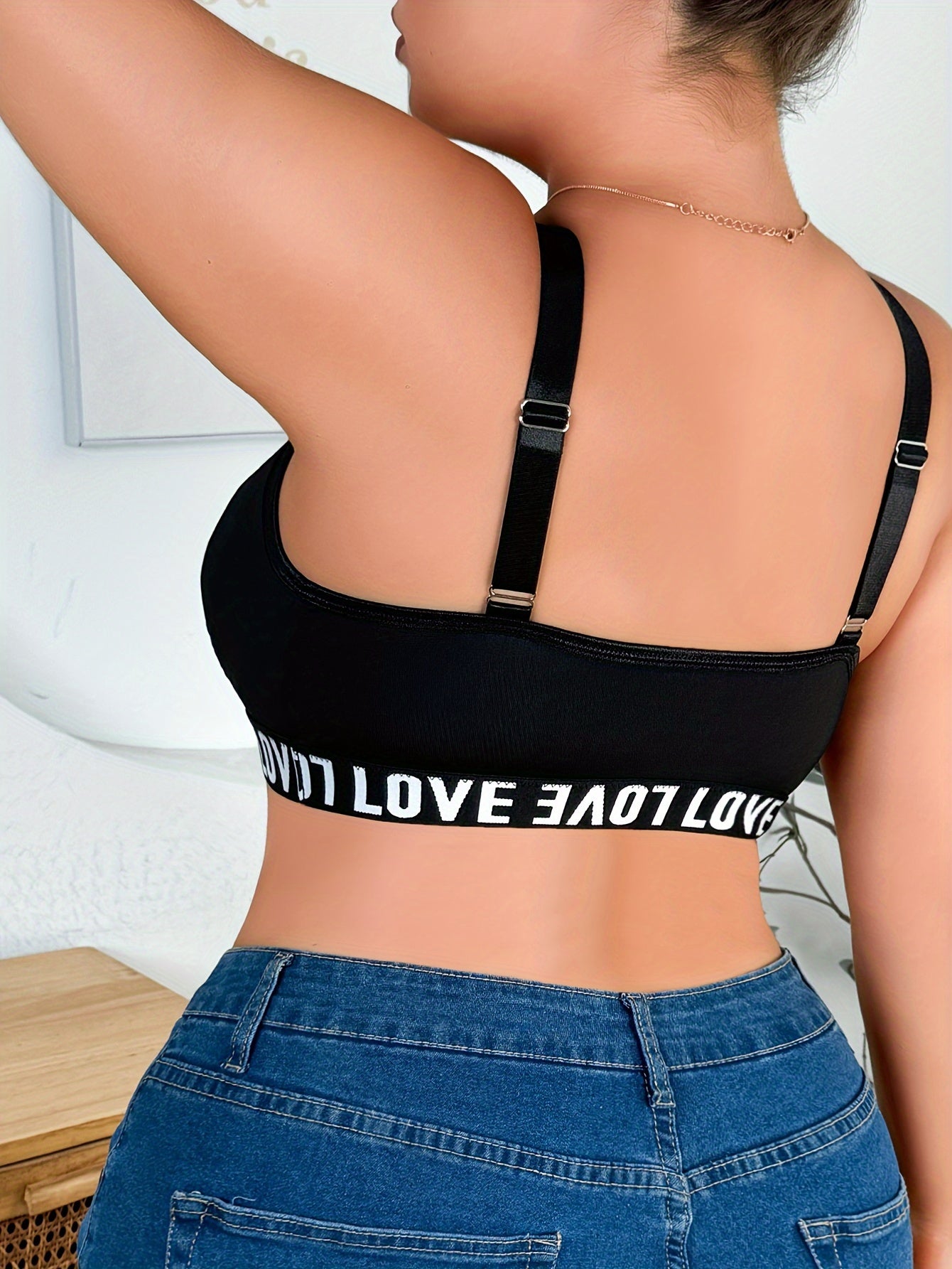 Lencería de talla grande para mujer con impresión de amor, top exterior sexy