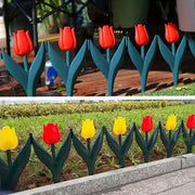 10 Pcs Plastic Tulip Garden Fence Edging for Fairy Gardens and Outdoor Yards Red and Yellow