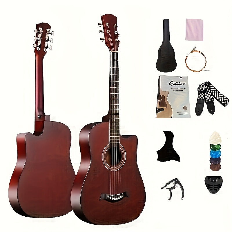 Acoustic Guitar Starter Kit with Basswood Guitar Accessories and Teaching Materials