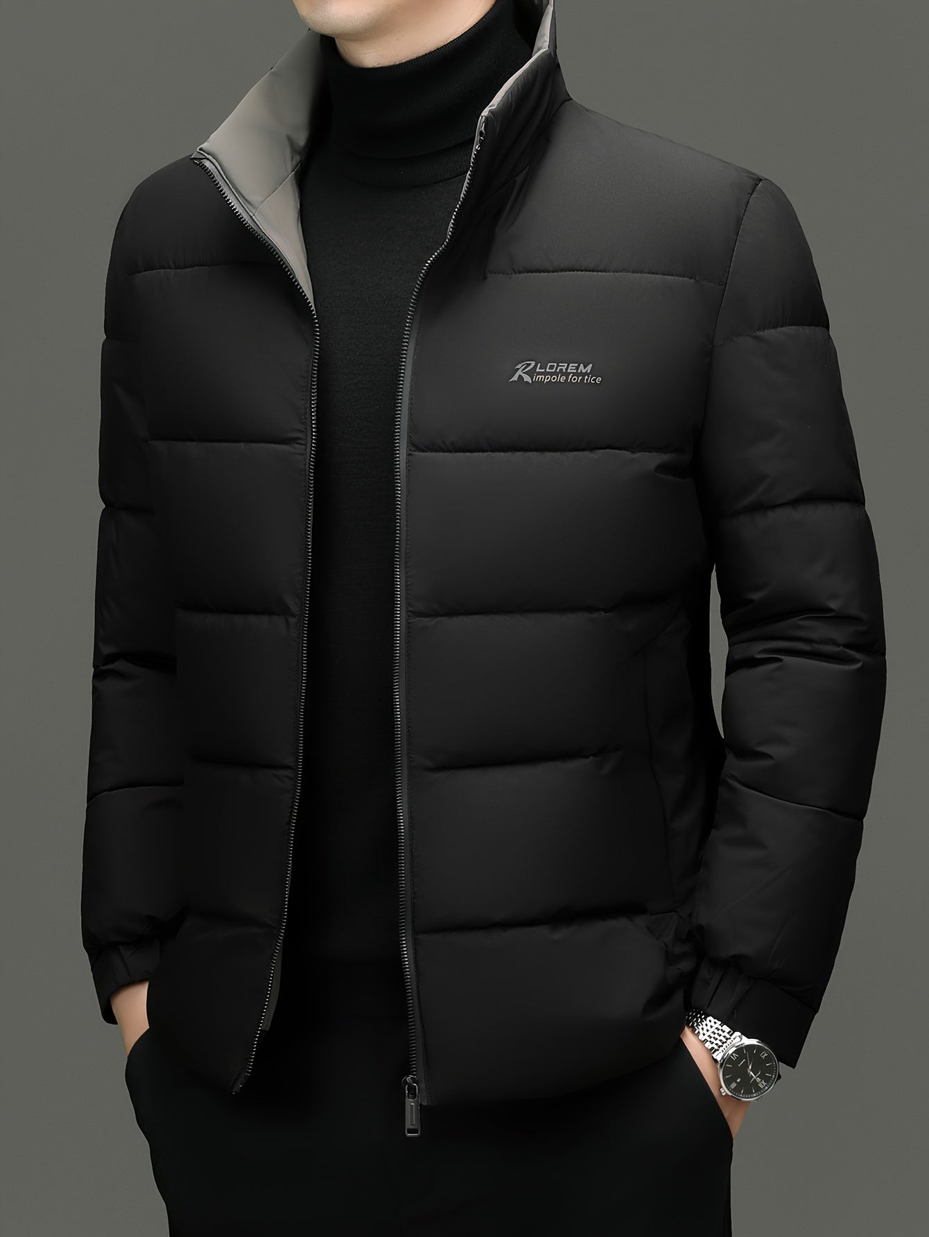 SINBOS Erkaklar uchun yengil turli ko'ylak, zip yopilishi, polyester to'ldirish va astar, 100% polyester mato, oddiy moslik