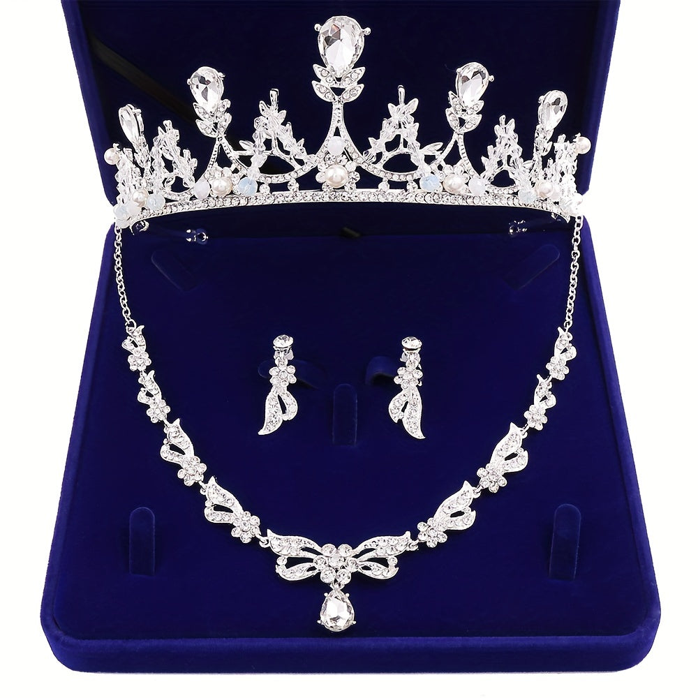 Ayollar uchun to'y sovg'asi sifatida taxtli taqinchoq va sirenli taqinchoq bilan rhinestone zargarlik to'plami