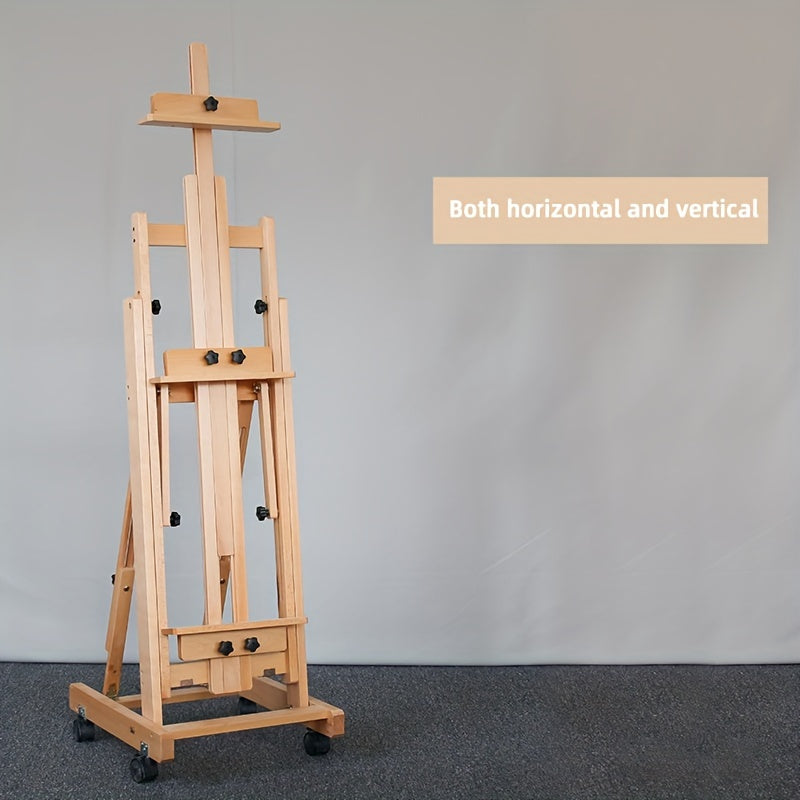 Portable Wooden Easel for Artists Adjustable Height and Angle Khaki