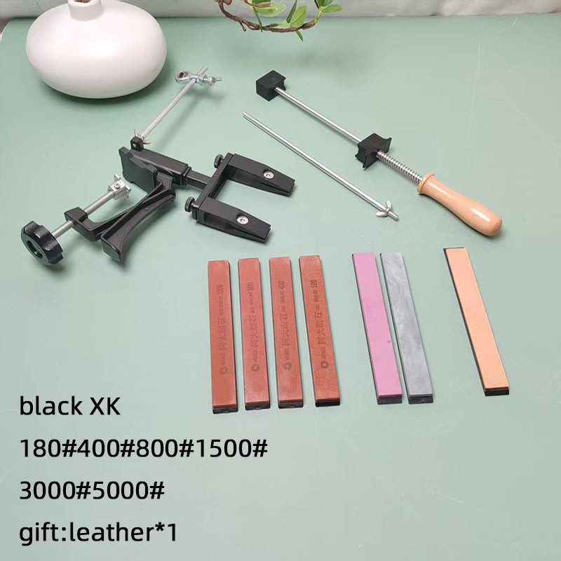 Afilador de cuchillos de cocina con sistema giratorio, ángulo ajustable, base de madera, mango ergonómico