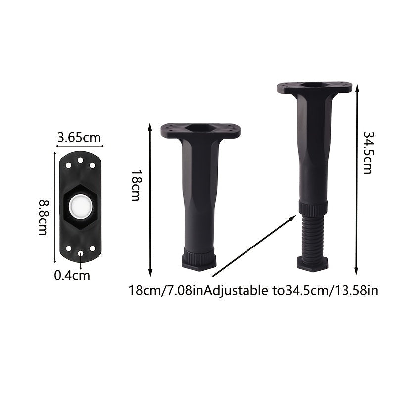 Adjustable Heavy-Duty Bed Frame Support Leg with Screws and Silicone Pads