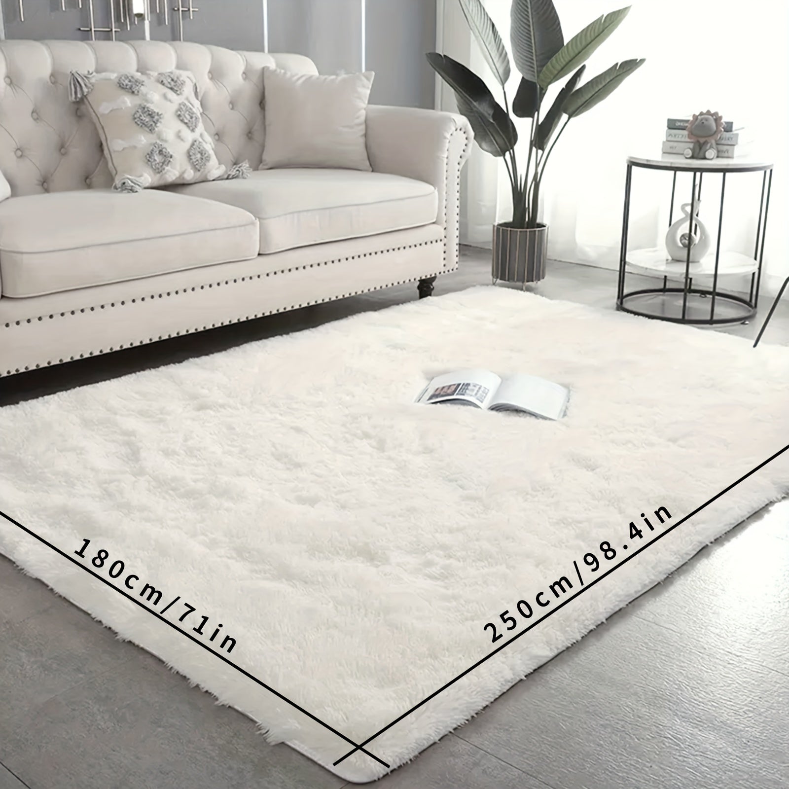 White Plush Rug Non-Slip Shaggy Throw Rug for Living Room Bedroom Nursery
