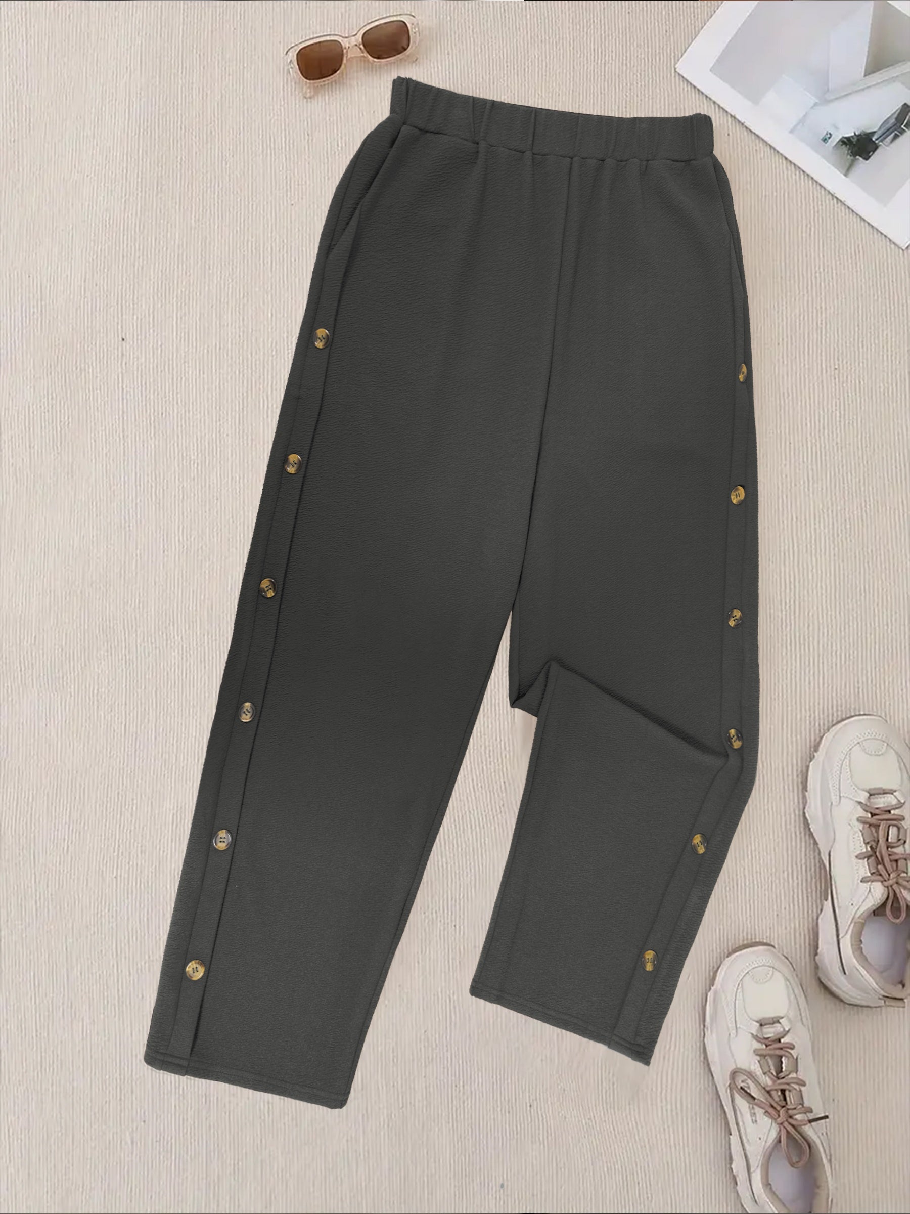 Women's Plus Size Wide Leg Pants Soft Knit Comfortable Fall Streetwear