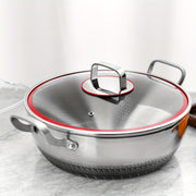 Uy oshxonasida foydalanish uchun mustahkam idish-to'plam: Tri-Ply zanglamaydigan po'latdan yasalgan qovurish panasi va qopqoq bilan yopishqoq sho'rva qozoni, issiq idish tayyorlash uchun ideal