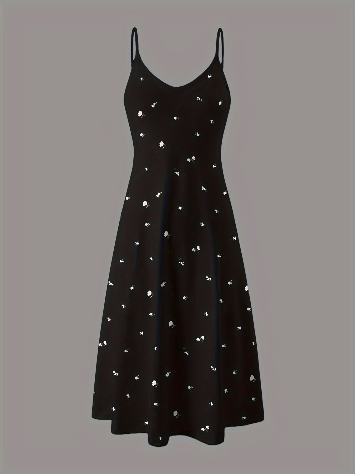 Vestido de descanso con estampado floral pequeño para mujer, con escote en V y diseño sin espalda