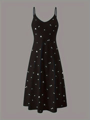 Women's Ditsy Floral Lounge Dress with V-Neck and Backless Design