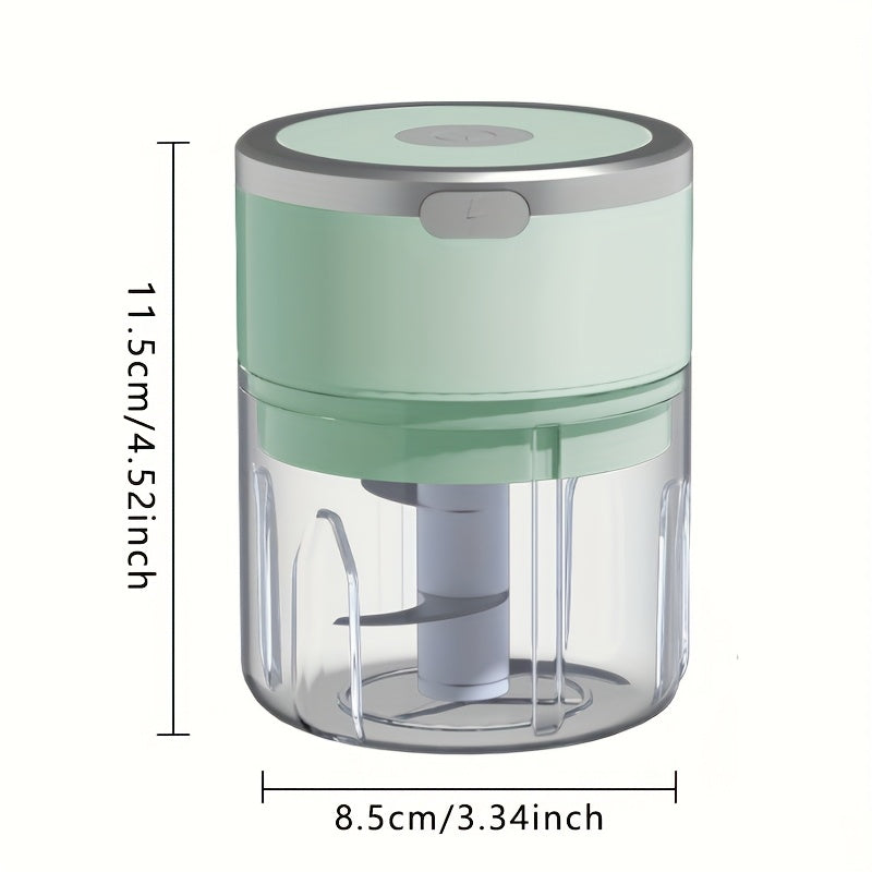 Electric garlic chopper and meat grinder 8.45oz capacity compact design safety switch Type-C charging
