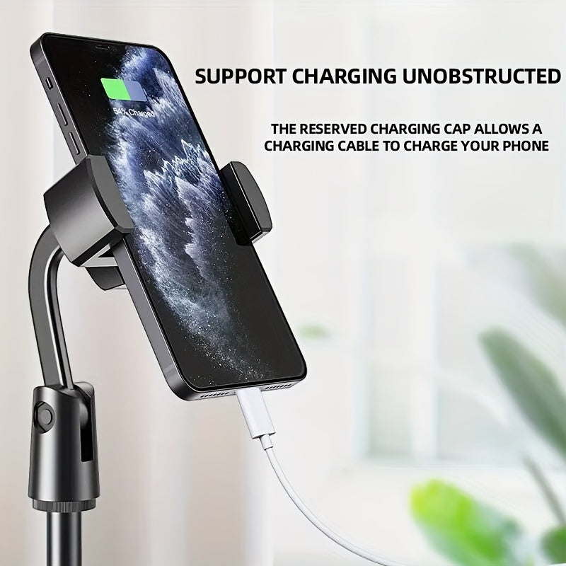 Adjustable Phone Stand Holder with Weighted Chassis Waterproof Plastic for Hands-Free Use