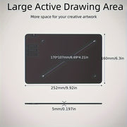 Graphics Drawing Tablet with Pen 16.99x10.69cm Active Area USB Compatible with Android Mac Windows No Battery