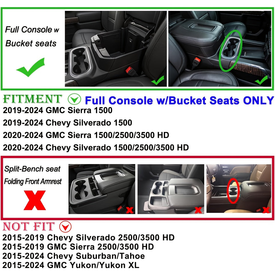 Center Console Organizer Tray for Chevy Silverado and GMC Sierra Black