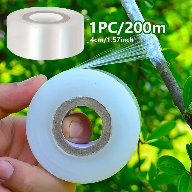 Cinta de injerto para plantas transparente de 200m, autoadhesiva, para horticultura, envasado