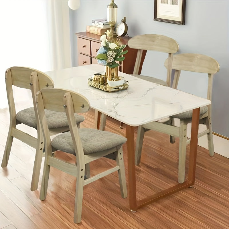 Stretch Chair Cover Polyester Natural Wood Finish All-Season Dining Room Seat Protector