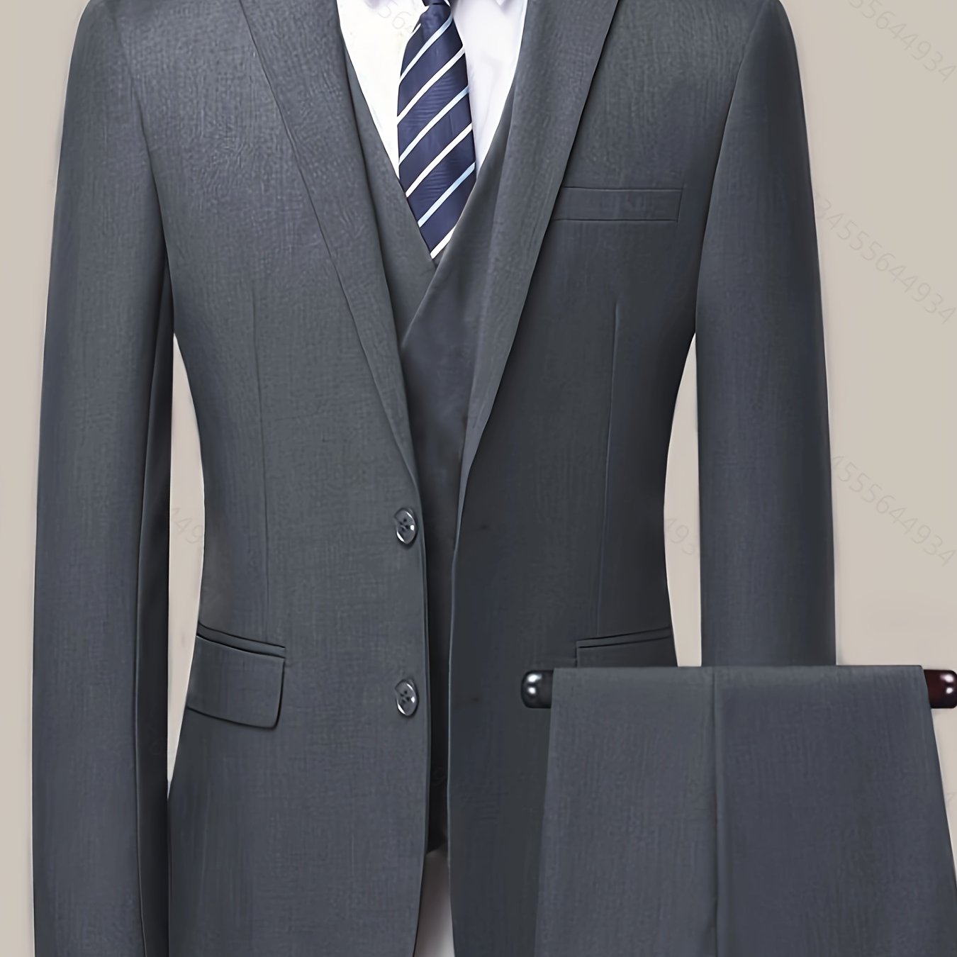 Men's Casual Two-Piece Suit Set with Sealed Pockets Polyester Solid Color Spring Fall Work Regular Fit